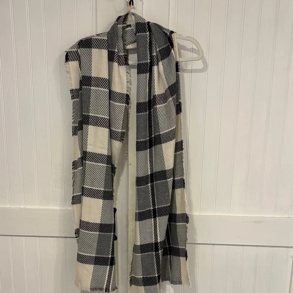 Indigo Black & White Plaid scarf/Wrap